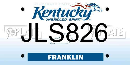 JLS826 Kentucky License Plate