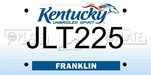 JLT225 Kentucky License Plate