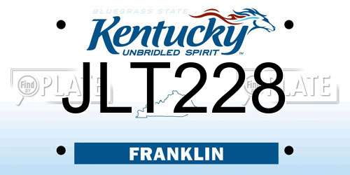 JLT228 Kentucky License Plate
