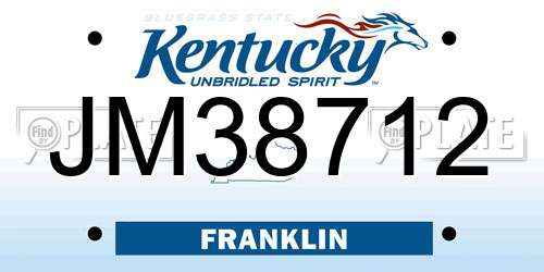 JM38712 Kentucky License Plate