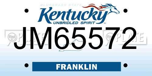 JM65572 Kentucky License Plate