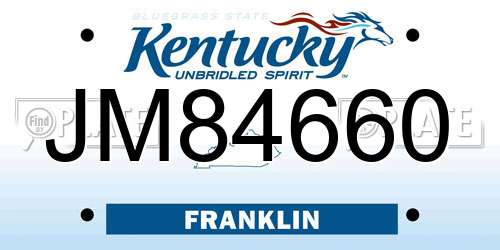 JM84660 Kentucky License Plate