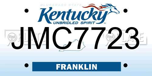 JMC7723 Kentucky License Plate