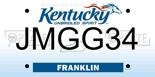 JMGG34 Kentucky License Plate