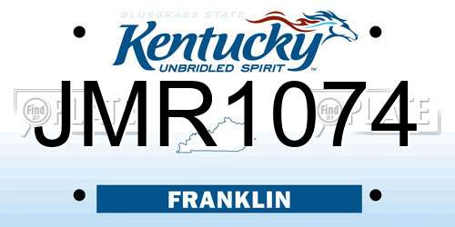 JMR1074 Kentucky License Plate