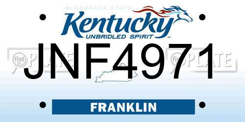 JNF4971 Kentucky License Plate