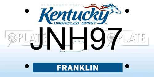 JNH97 Kentucky License Plate