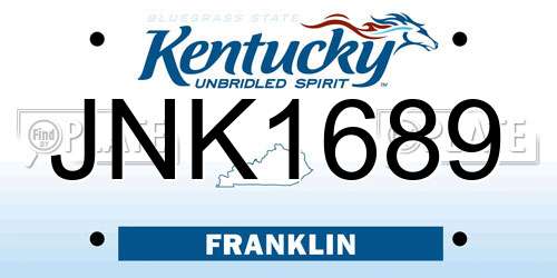 JNK1689 Kentucky License Plate