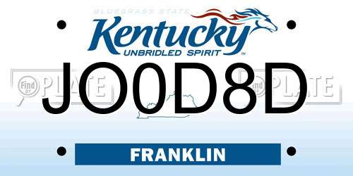 JO0D8D Kentucky License Plate