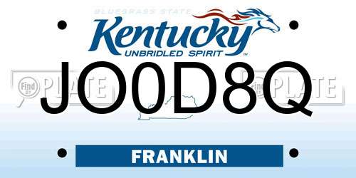 JO0D8Q Kentucky License Plate