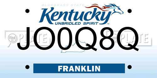 JO0Q8Q Kentucky License Plate