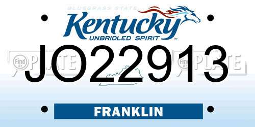 JO22913 Kentucky License Plate