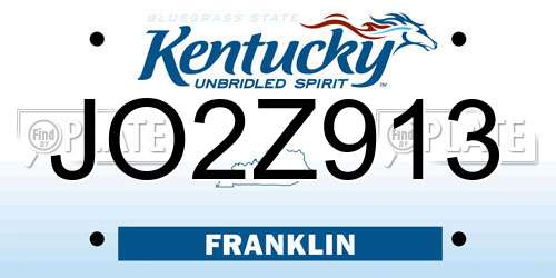 JO2Z913 Kentucky License Plate