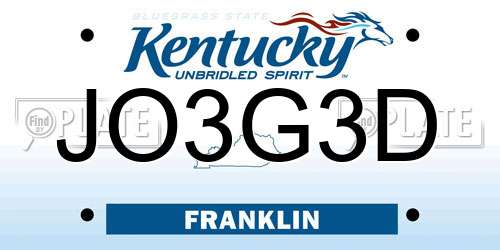 JO3G3D Kentucky License Plate