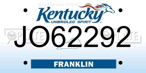 JO62292 Kentucky License Plate