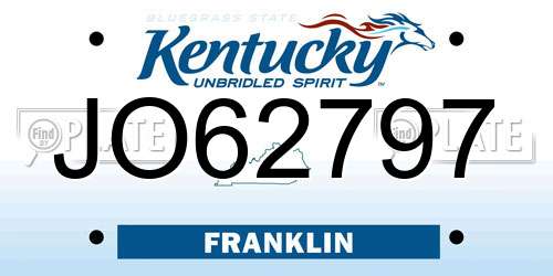 JO62797 Kentucky License Plate
