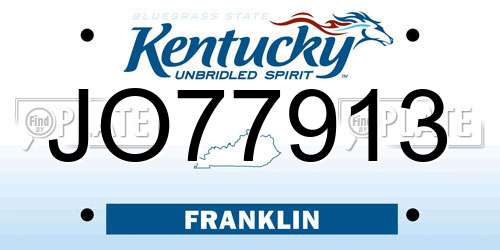 JO77913 Kentucky License Plate
