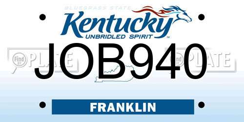 JOB940 Kentucky License Plate