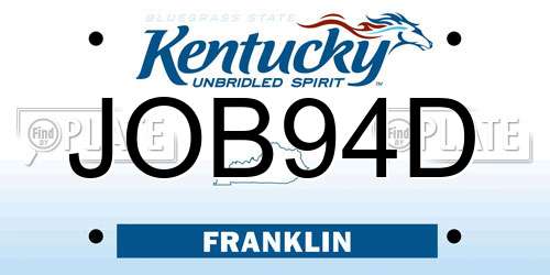 JOB94D Kentucky License Plate