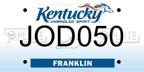 JOD050 Kentucky License Plate