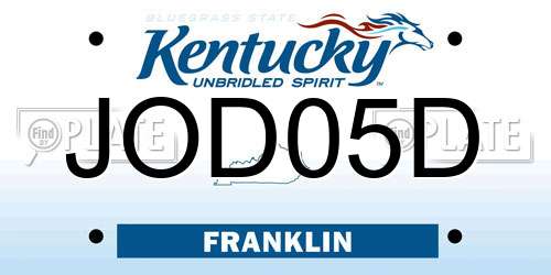 JOD05D Kentucky License Plate