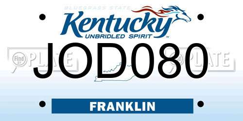 JOD080 Kentucky License Plate