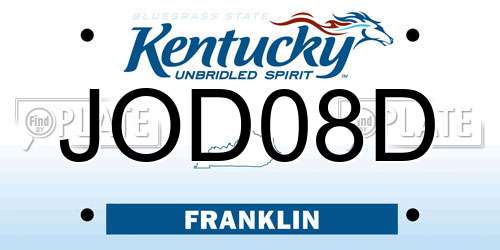 JOD08D Kentucky License Plate