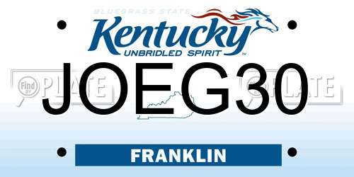 JOEG30 Kentucky License Plate