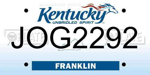 JOG2292 Kentucky License Plate