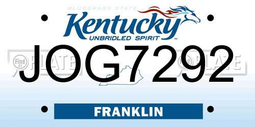 JOG7292 Kentucky License Plate