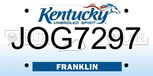 JOG7297 Kentucky License Plate