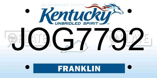 JOG7792 Kentucky License Plate