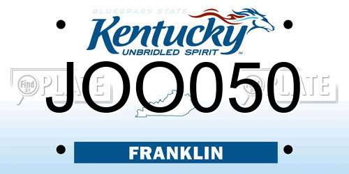 JOO050 Kentucky License Plate