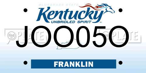 JOO05O Kentucky License Plate