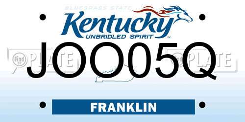 JOO05Q Kentucky License Plate