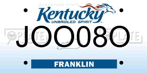 JOO08O Kentucky License Plate