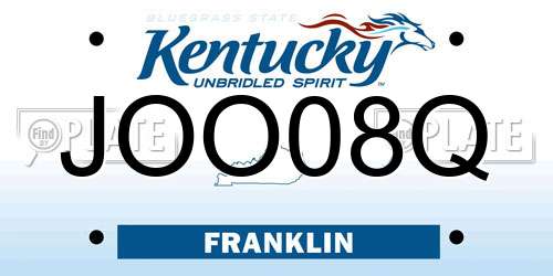 JOO08Q Kentucky License Plate