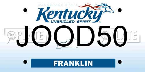 JOOD50 Kentucky License Plate