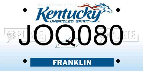 JOQ080 Kentucky License Plate