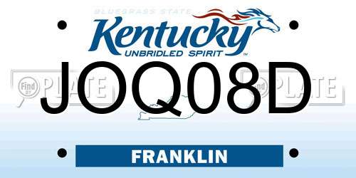 JOQ08D Kentucky License Plate