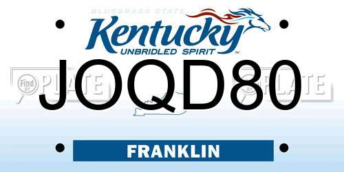 JOQD80 Kentucky License Plate