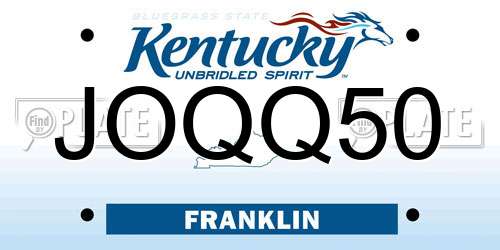 JOQQ50 Kentucky License Plate