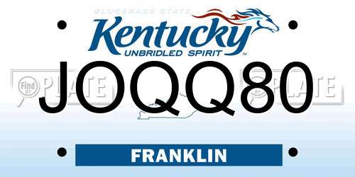JOQQ80 Kentucky License Plate