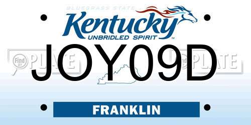 JOY09D Kentucky License Plate