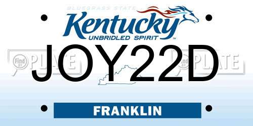 JOY22D Kentucky License Plate