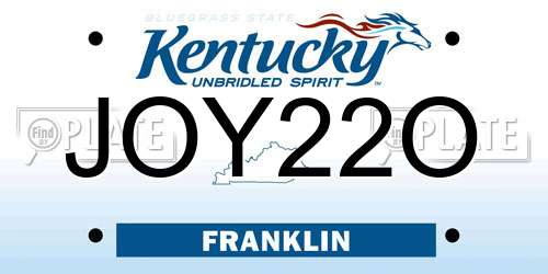 JOY22O Kentucky License Plate