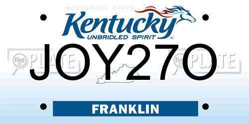 JOY27O Kentucky License Plate
