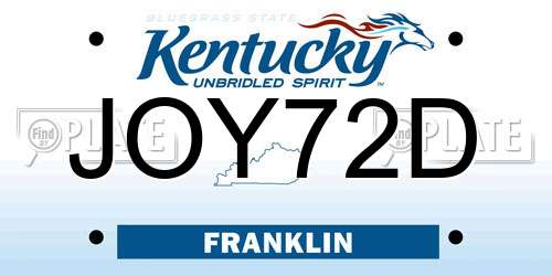 JOY72D Kentucky License Plate