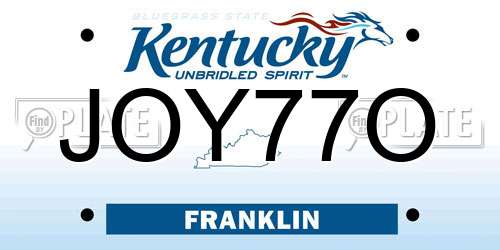 JOY77O Kentucky License Plate