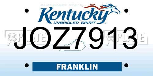 JOZ7913 Kentucky License Plate